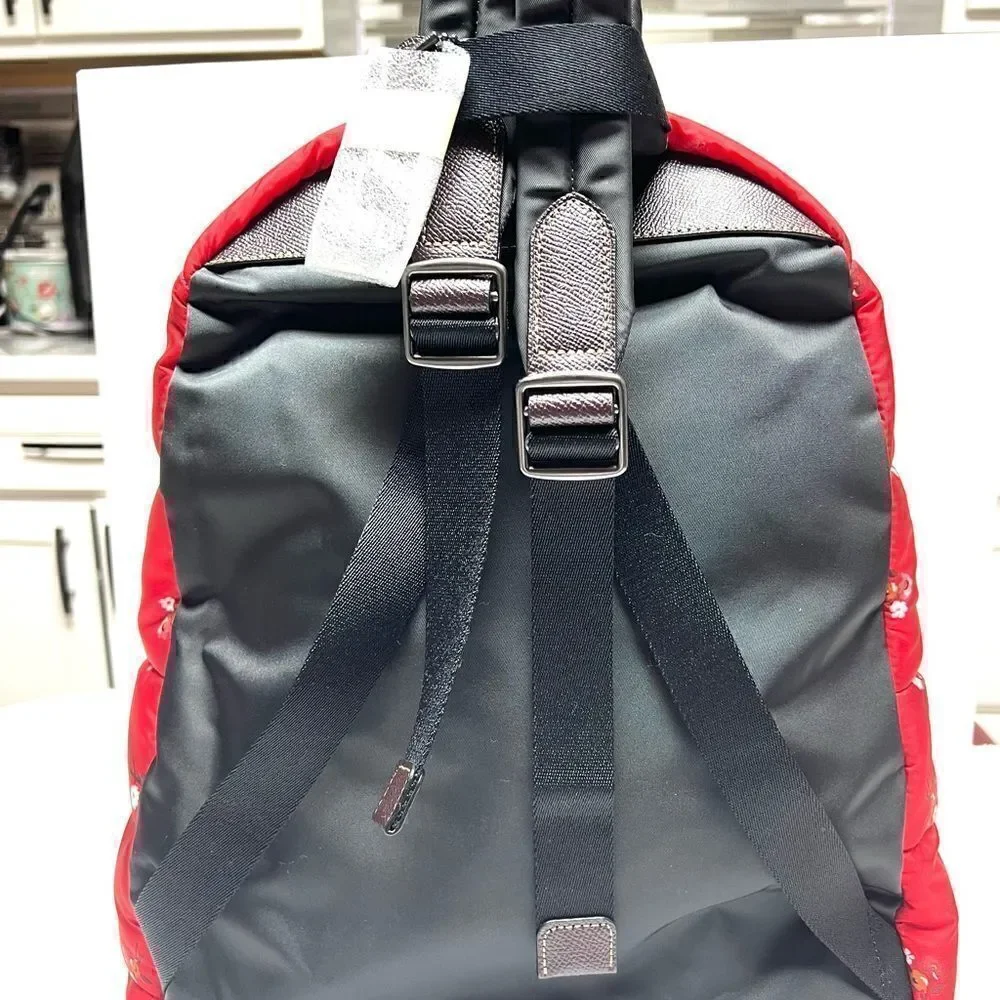 🔥🎁New! Coach Large Floral Quilted Satin Backpack Msrp:$325 Limited Edition